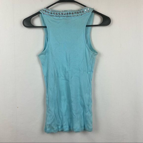 Twenty One teal tank top with sequins. - Picture 6 of 7